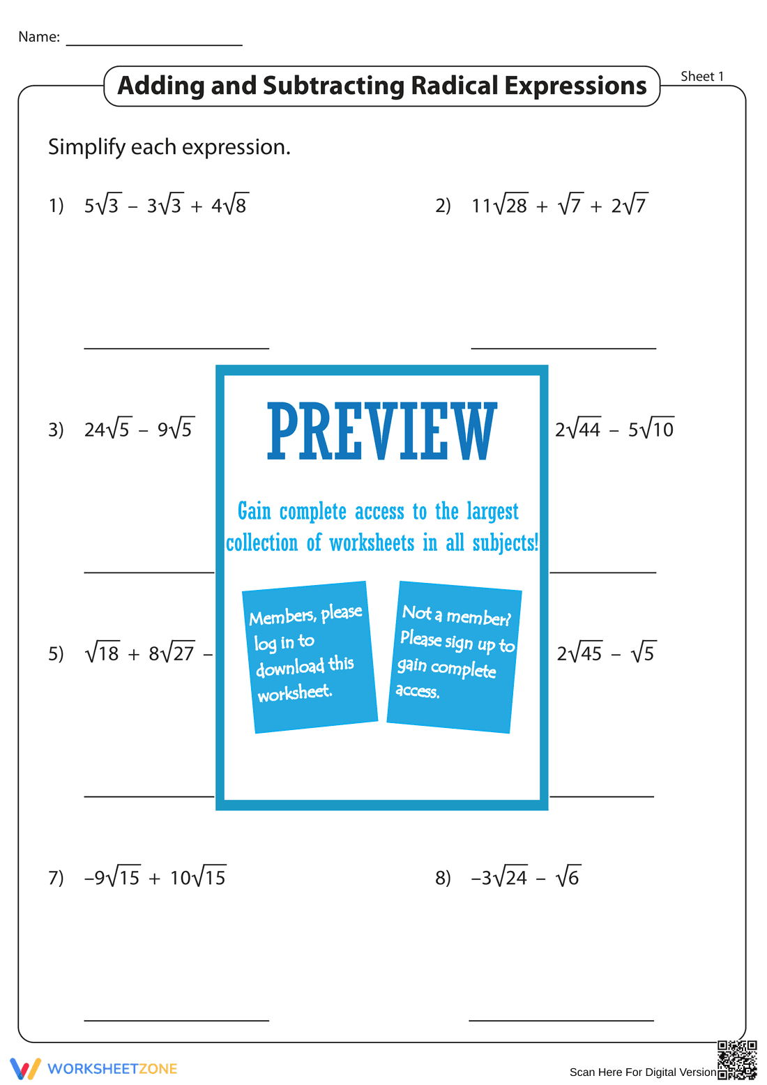 Adding and Subtracting Radical Expressions - Page 1