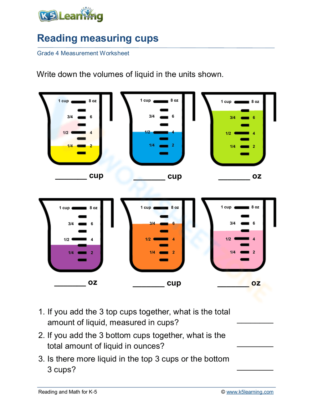 Reading Measuring Cups - Page 1