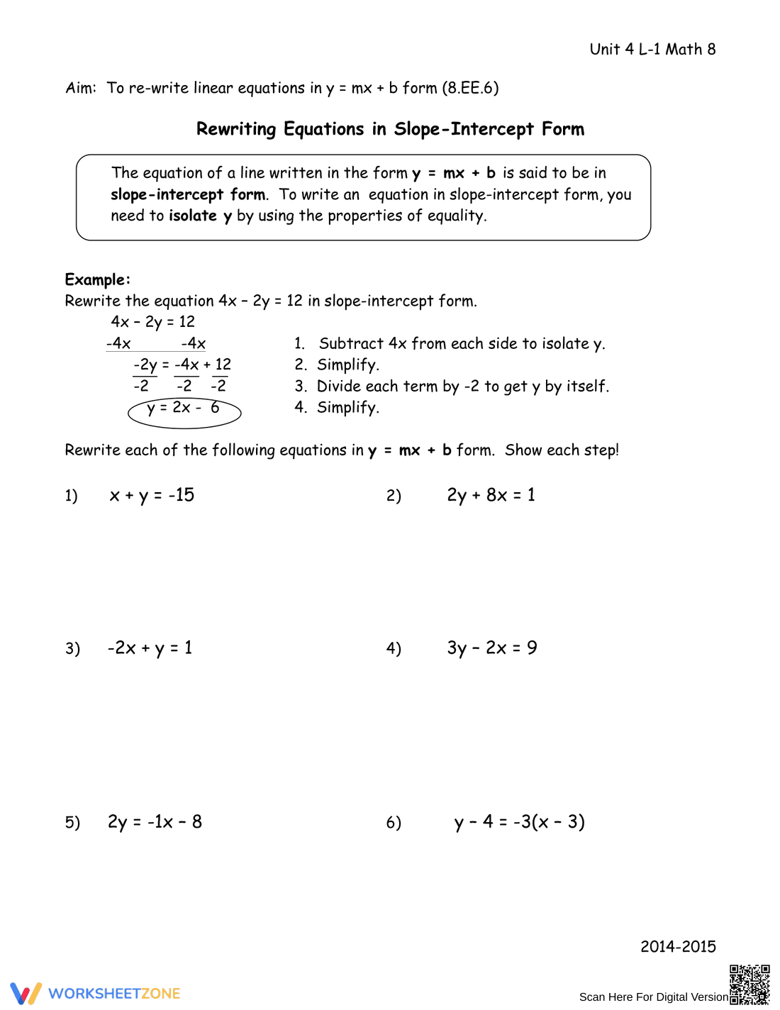 Solving for Y - Page 1