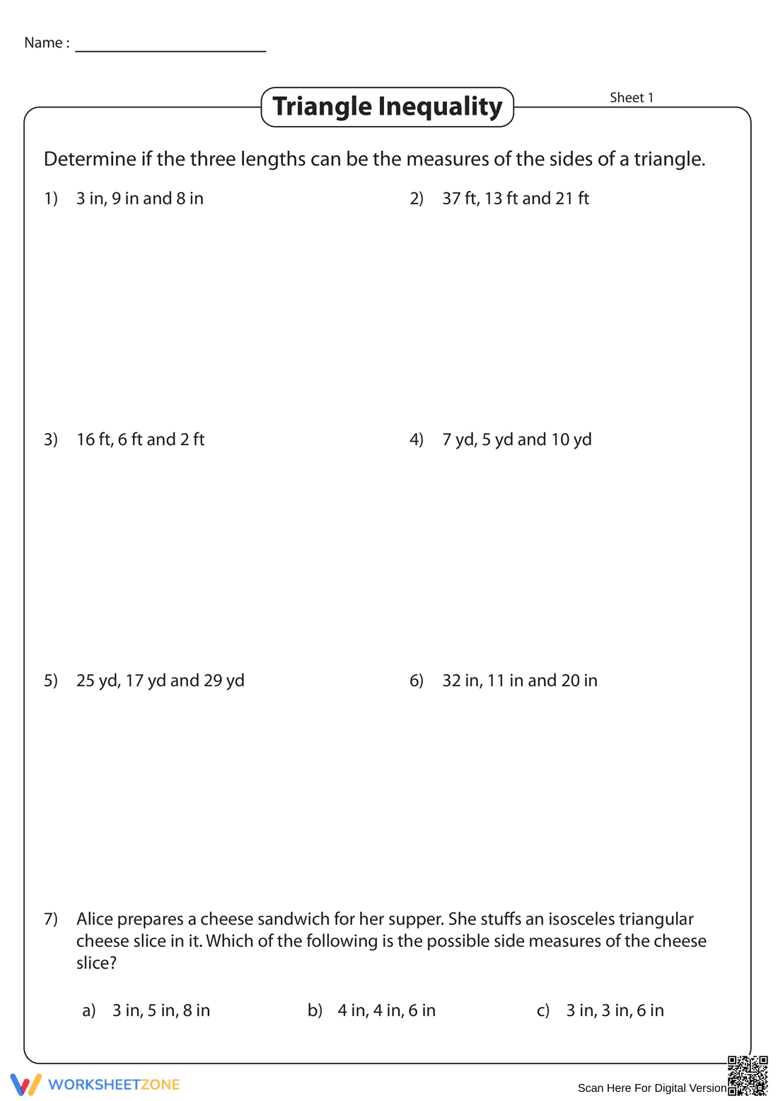 Triangle Side Measures - Page 1
