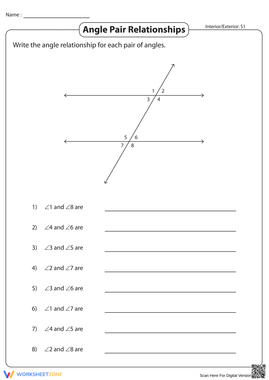 Identify Angle Types - Page 1