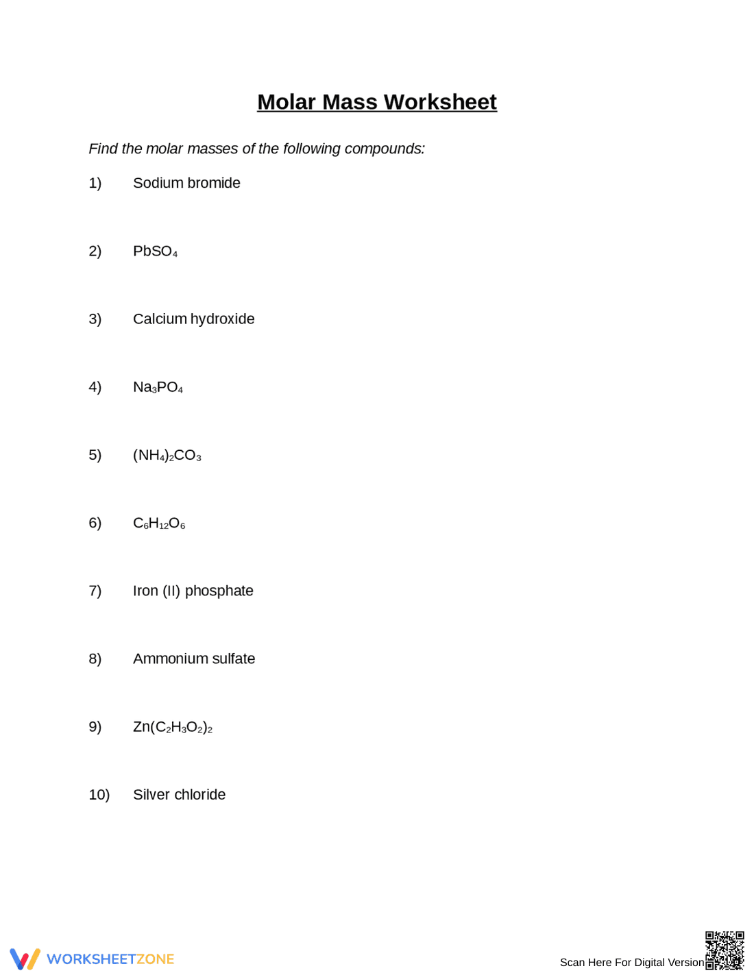 Molar Mass - Page 1