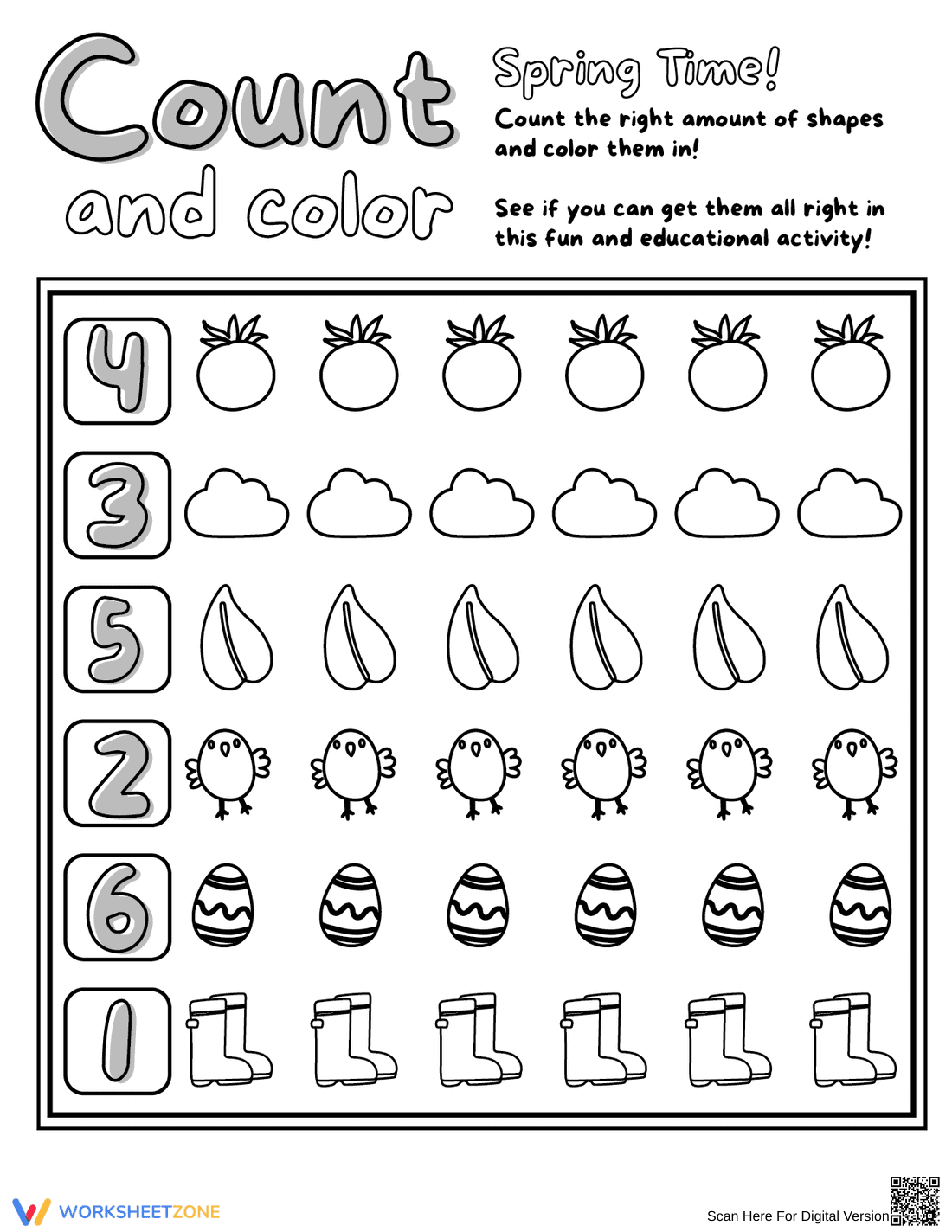 Practice Counting with Spring Count - Page 1