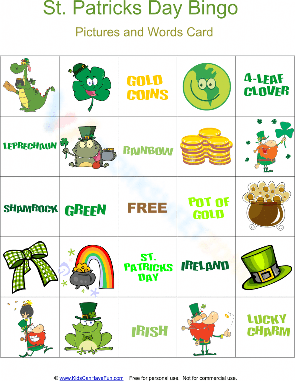 Celebrate with St. Patrick Bingo Game - Page 1