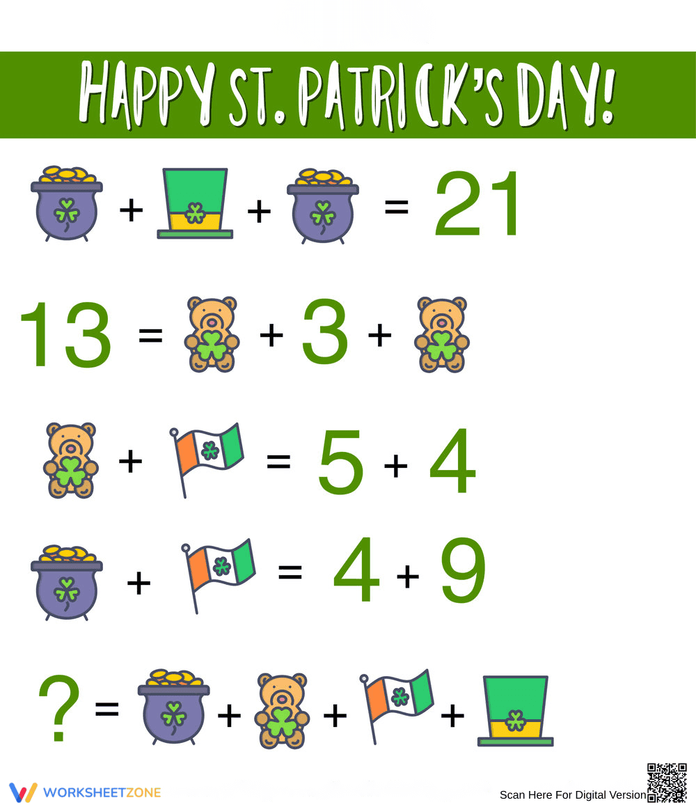 Festive St. Patrick Math Worksheet - Page 1