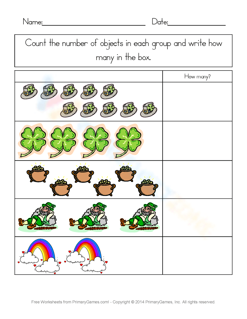 St. Patrick Day Counting Practice - Page 1