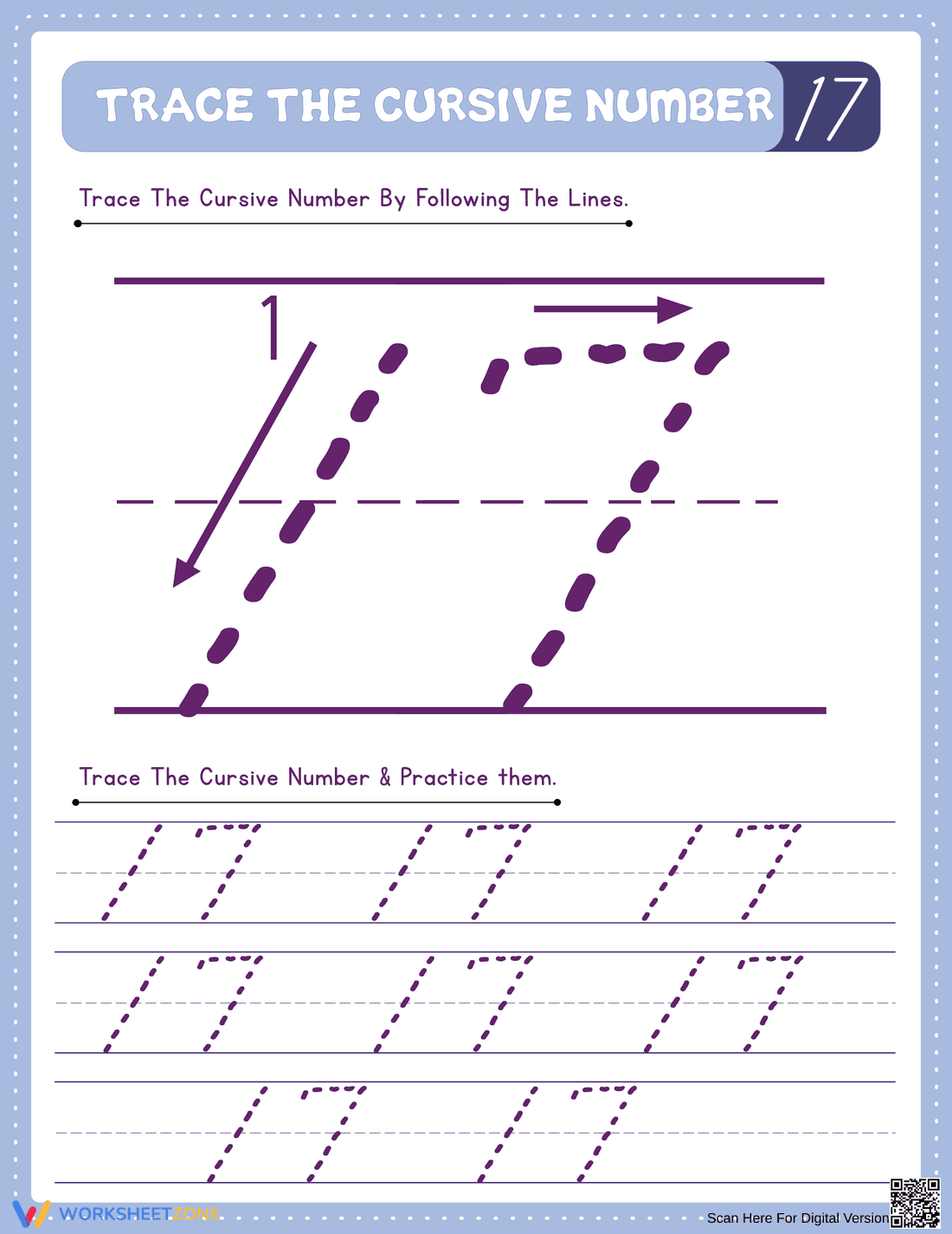 Number 17 Practice Sheet - Page 1