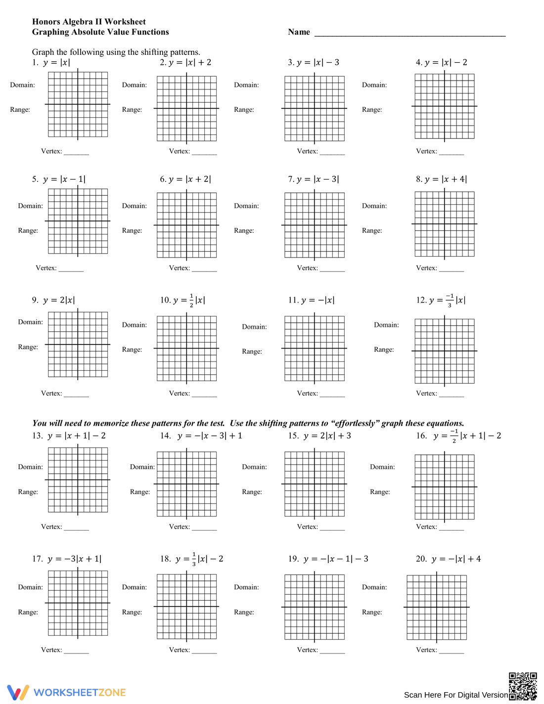 Graphing Absolute Value - Page 1