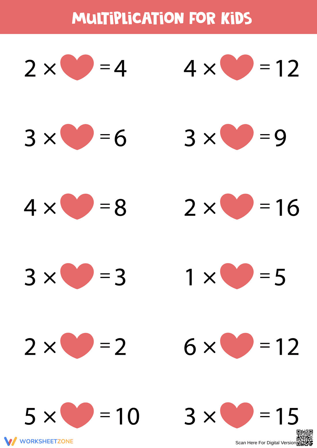 Multiplication Practice for Kids - Page 1