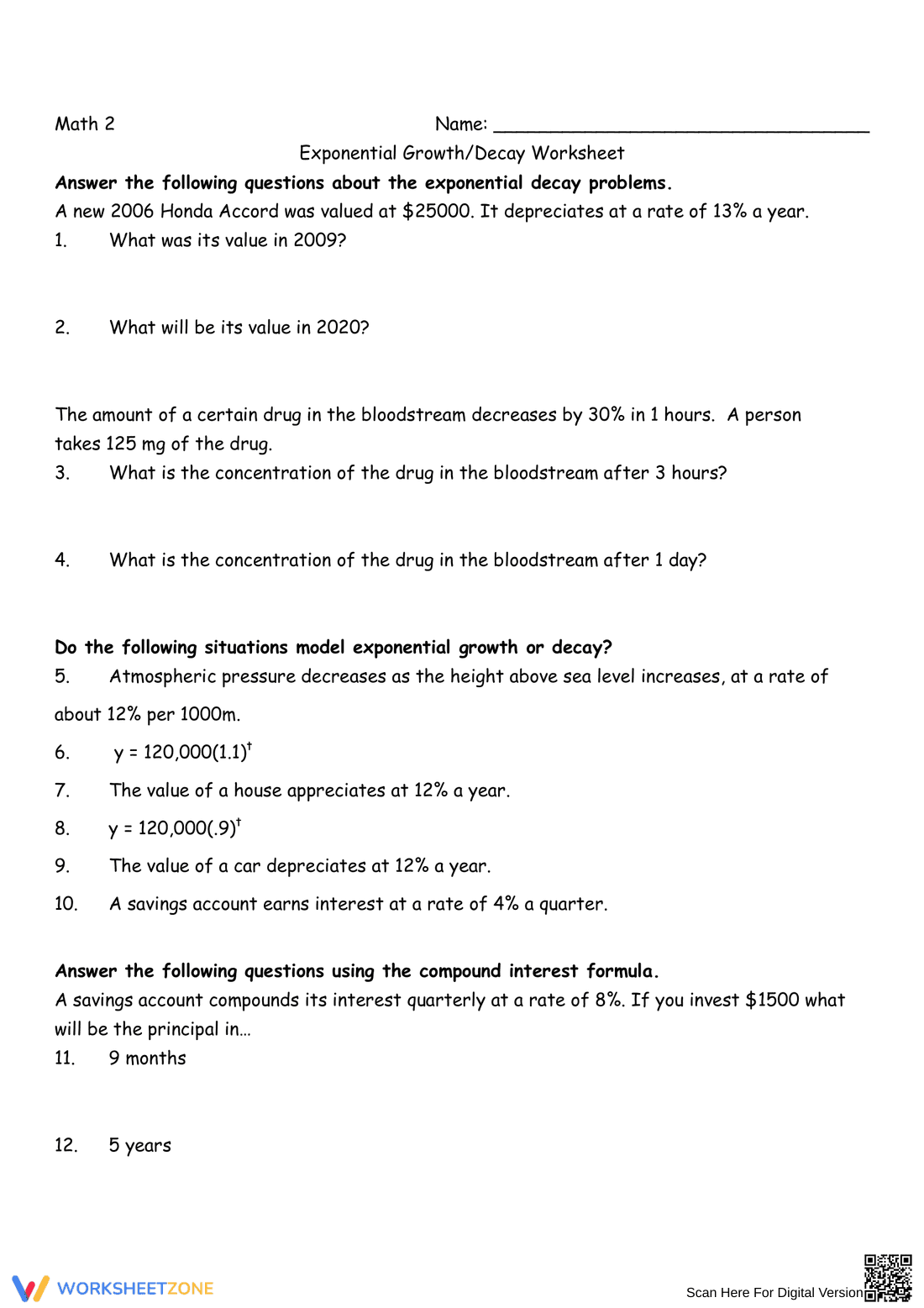 Explore Exponential Growth and Decay Scenarios - Page 1