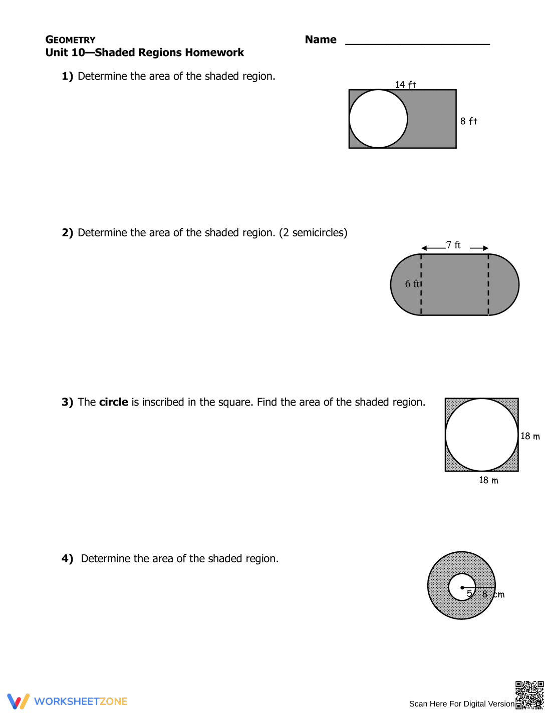 Homework: Calculate Area of Shaded Regions - Page 1