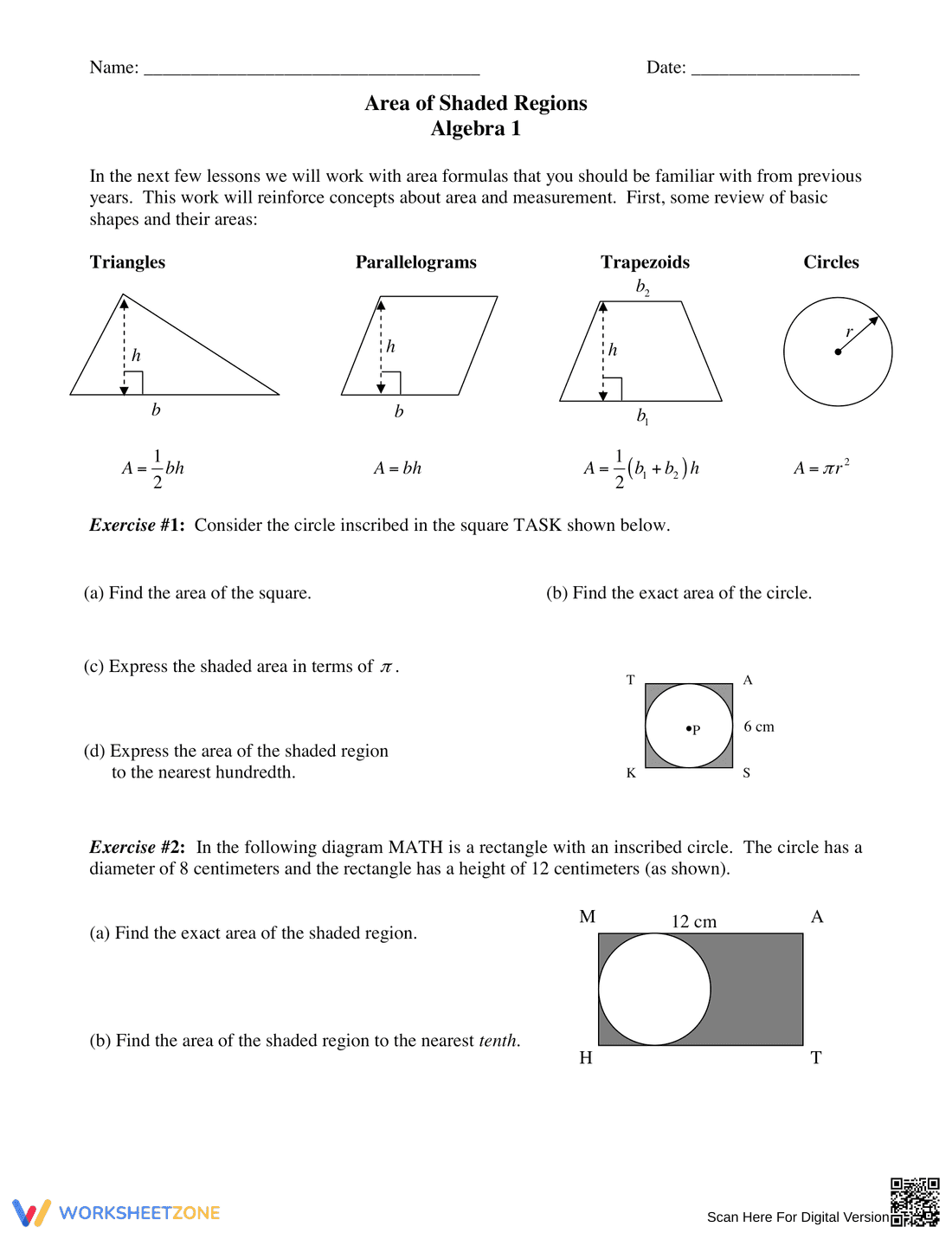 Determine the Area of Shaded Region: Geometry - Page 1