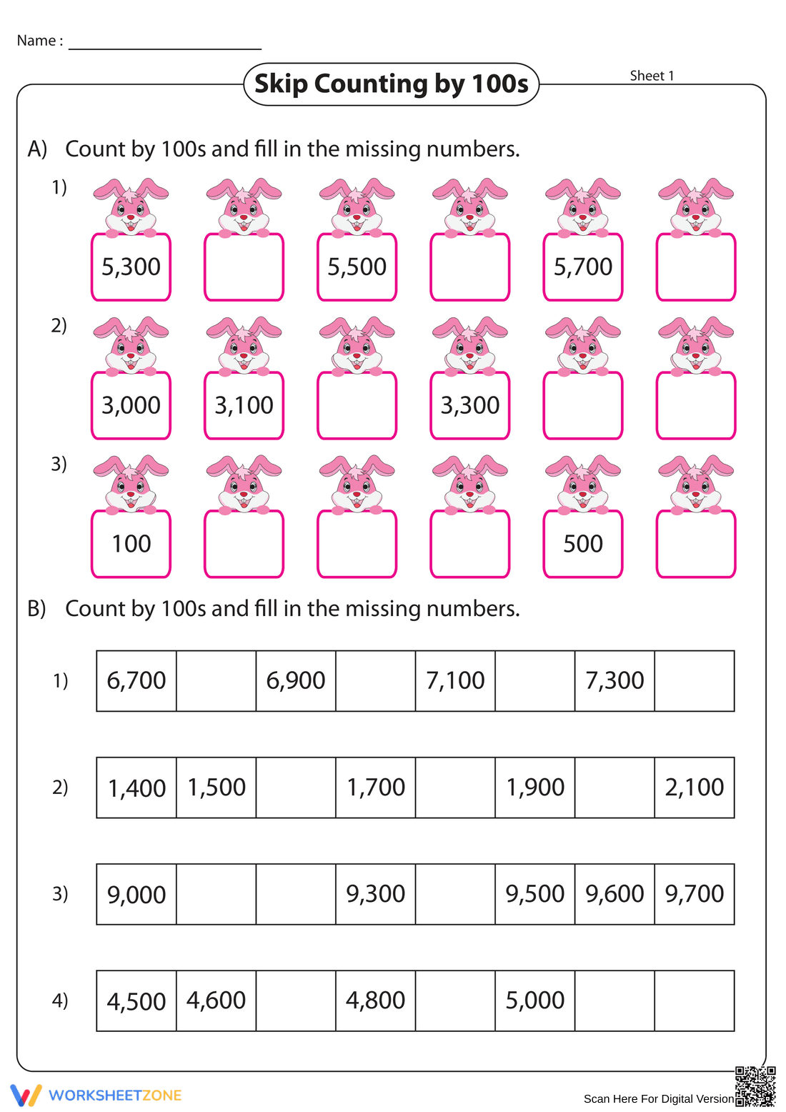 Skip Counting by 100s - Page 1