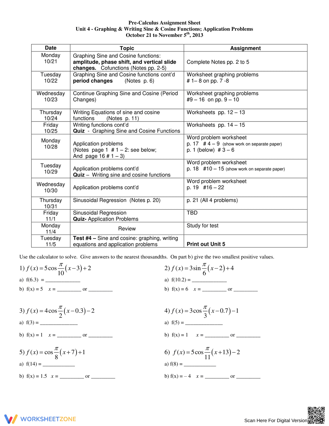 Graphing & Writing Sine and Cosine Functions - Page 1