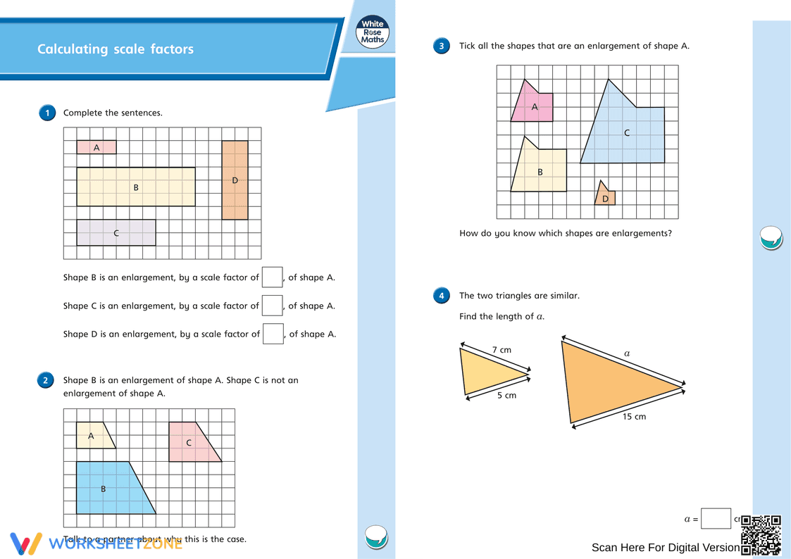 Calculating Scale Factors Worksheet - Page 1