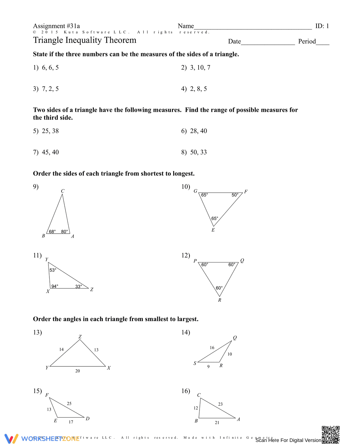 Triangle Inequality Theorem - Page 1