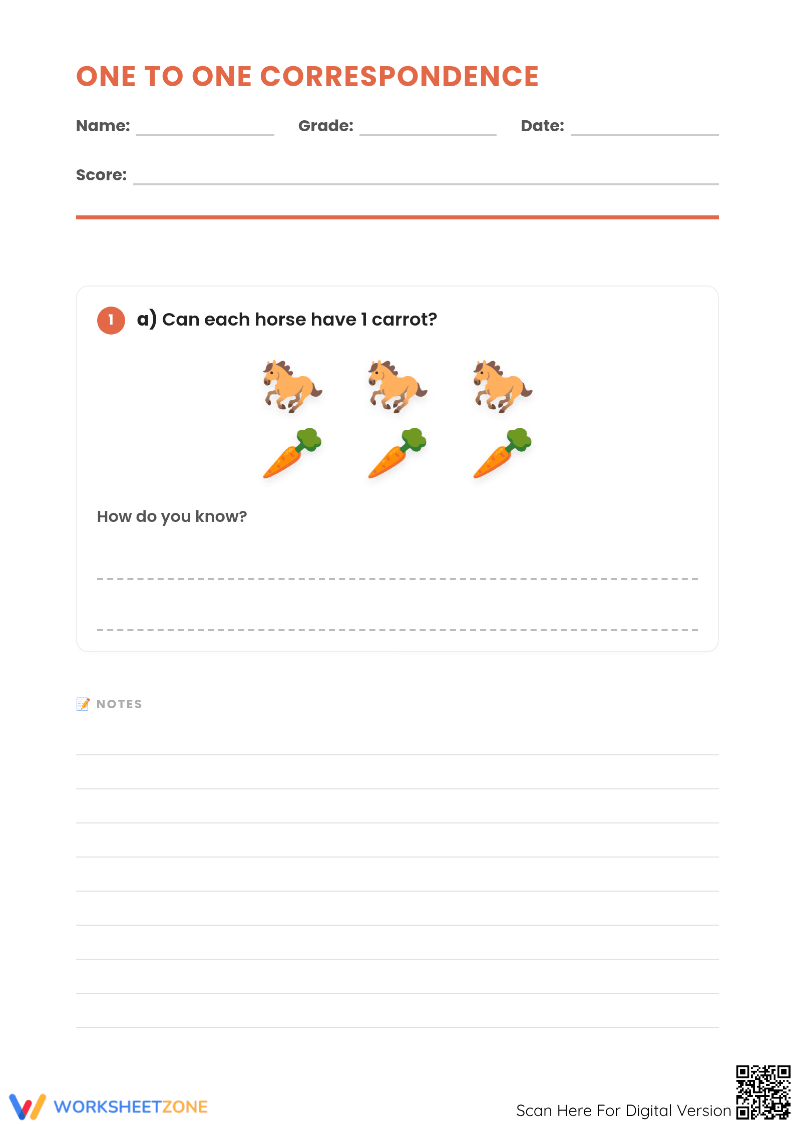 Printable One to One Correspondence Worksheet | Grades K-1 - Page 1