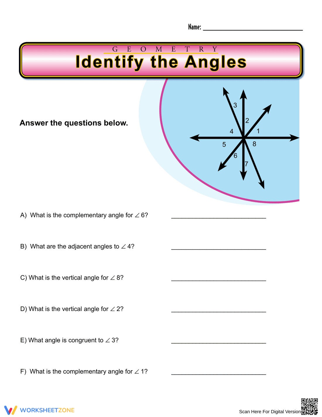 Identify Types of Angles - Page 1
