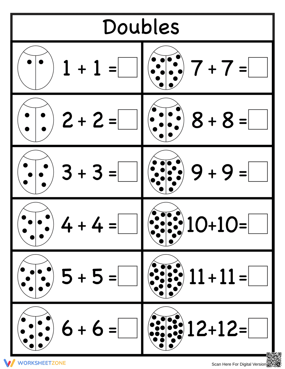 Ladybug Double Addition - Page 1