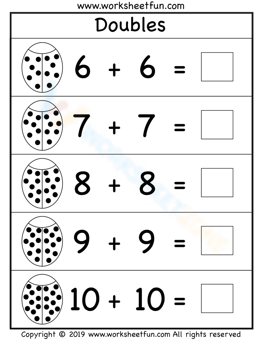 Ladybug Double Addition 2 - Page 1