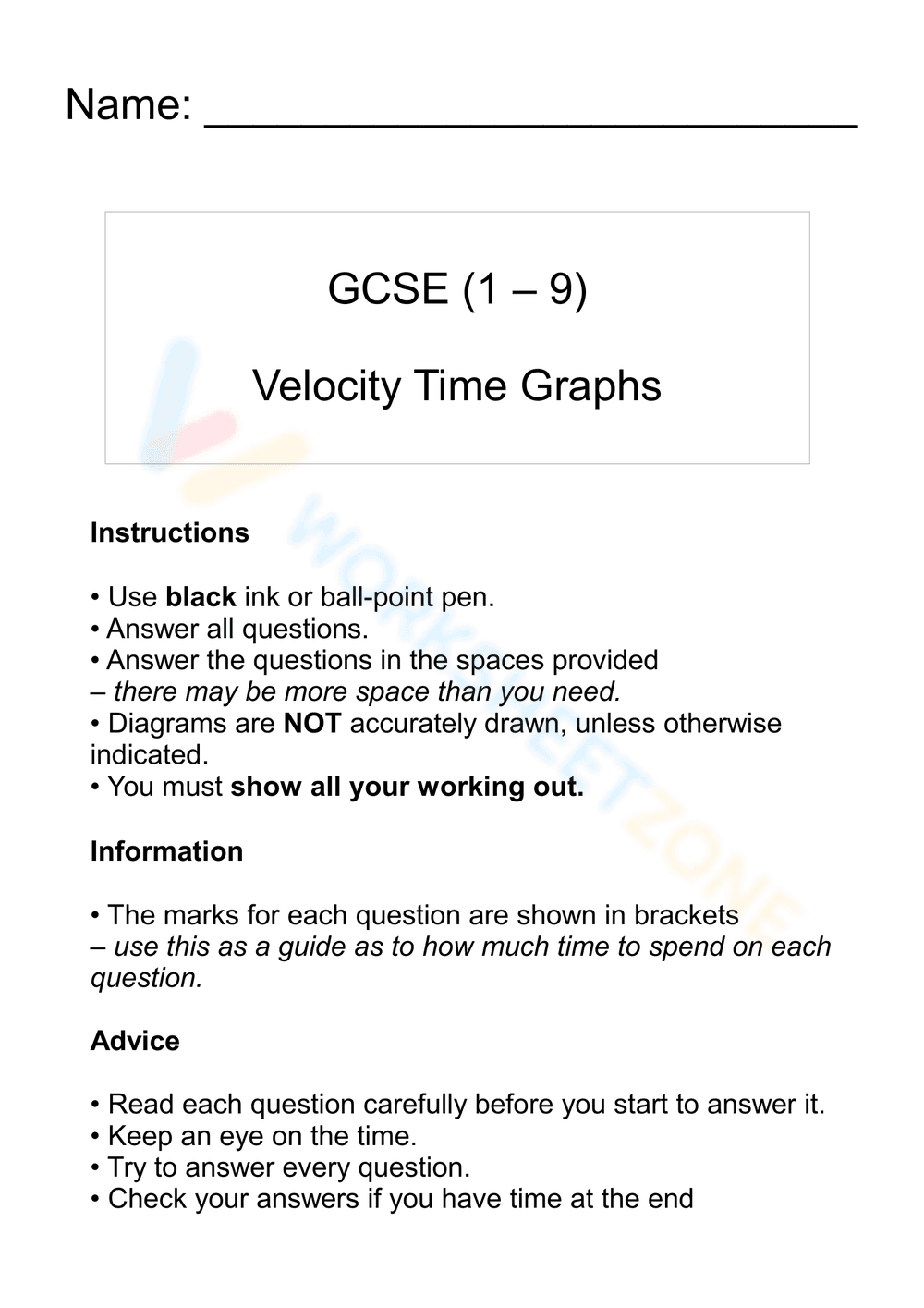 Updated Velocity-Time Graphs - Page 1