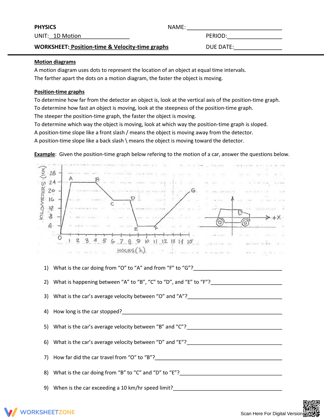 Position-Time and Velocity-Time Graphs - Page 1