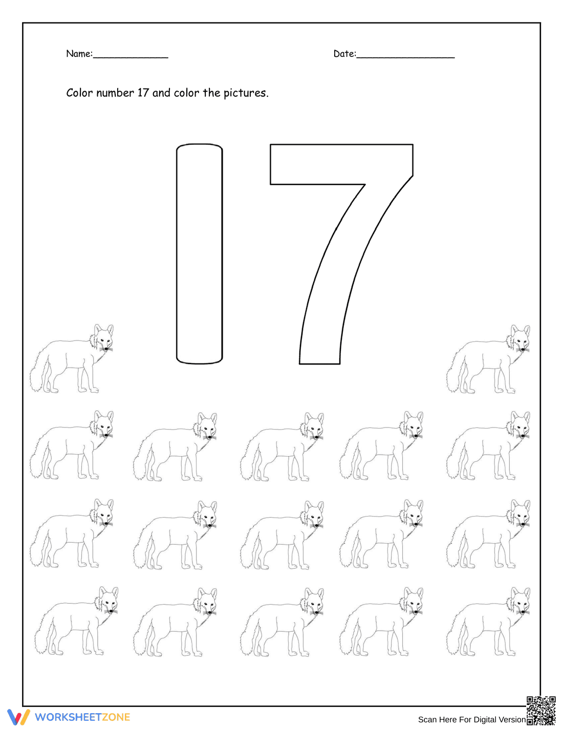 Number 17 and Foxes Learning - Page 1