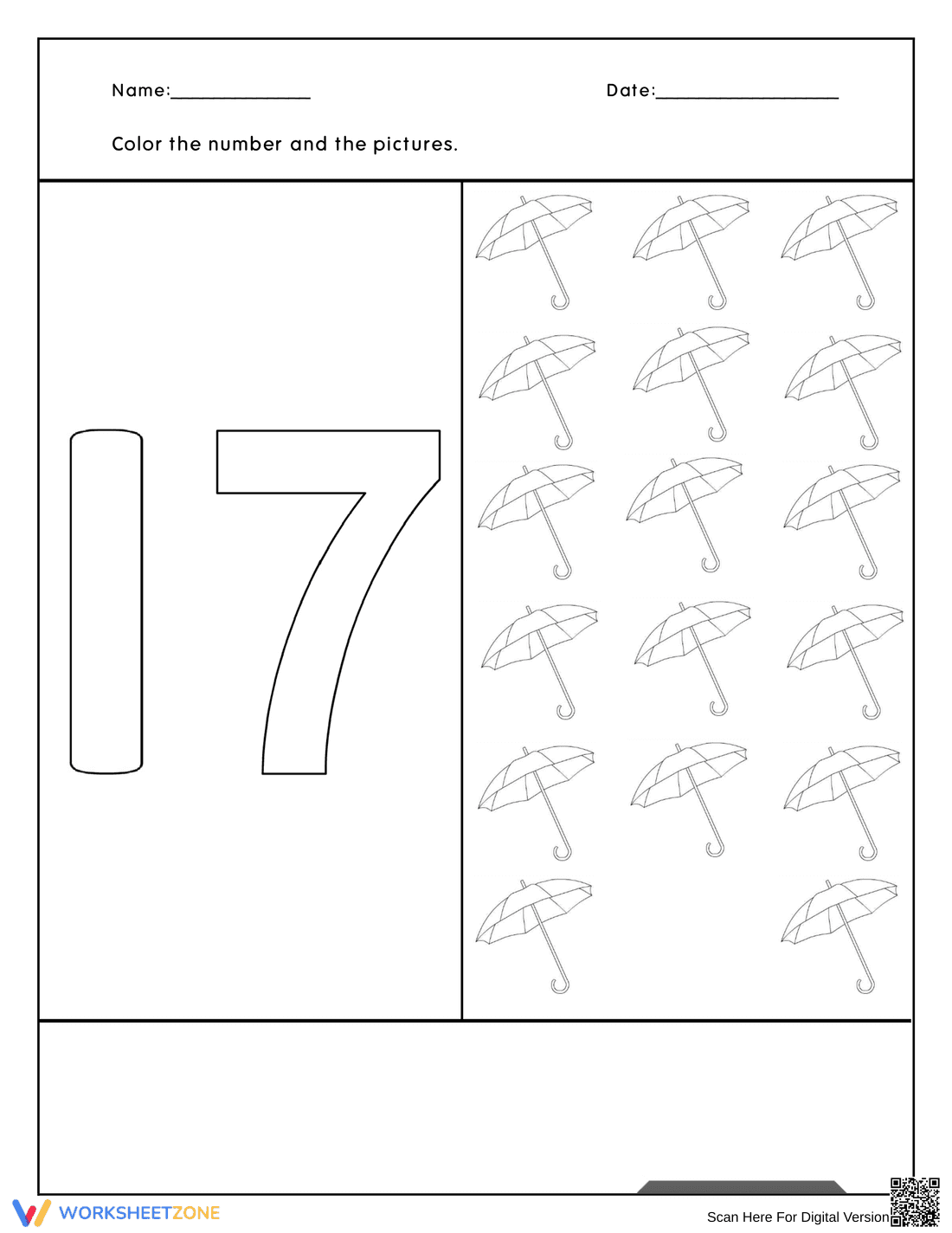 Recognizing and Counting Number 17 - Page 1