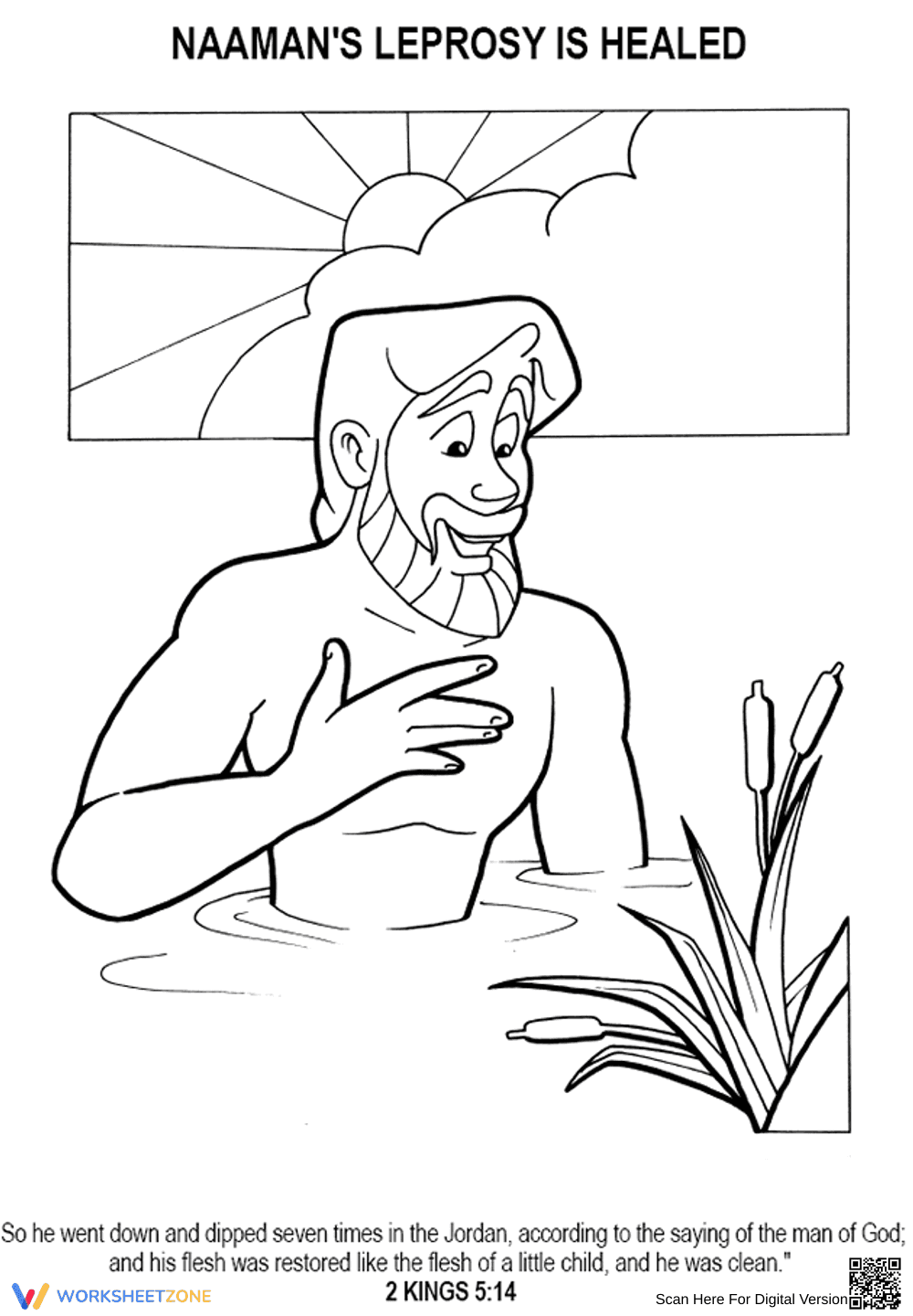 Naaman Coloring Page: Essential Grade 4 Bible Activity - Page 1