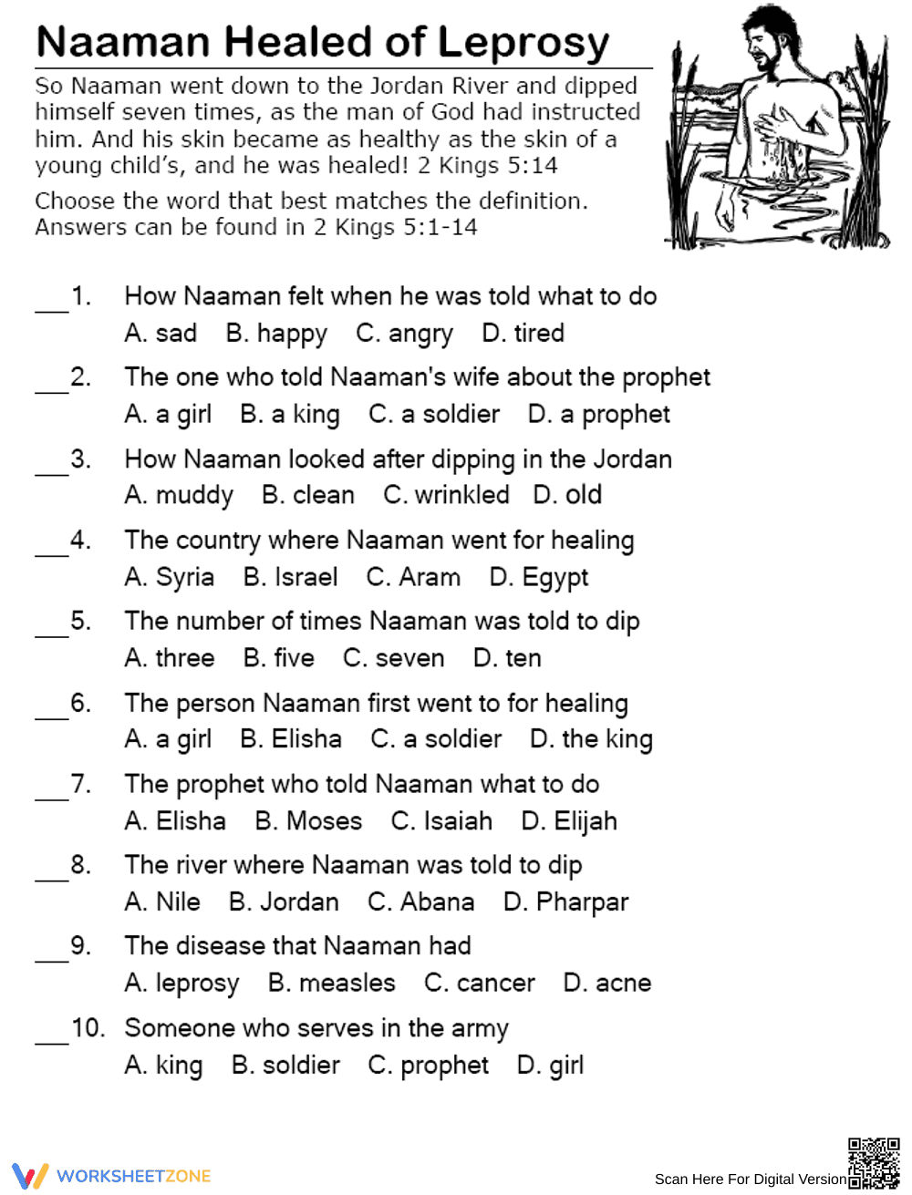 Naaman Healed Choice Activity - Page 1