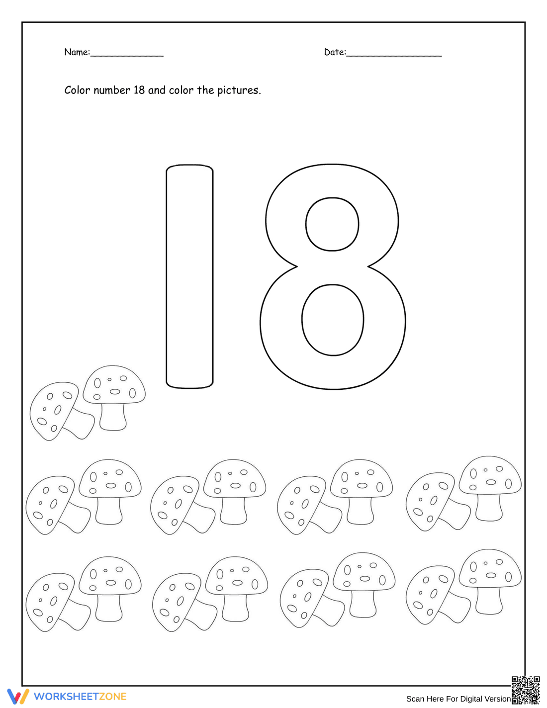 Count and Color Number 18 - Page 1
