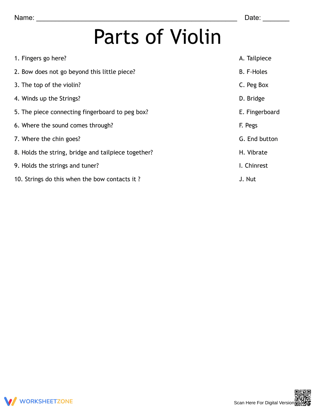 Learn the Parts of a Violin - Page 1