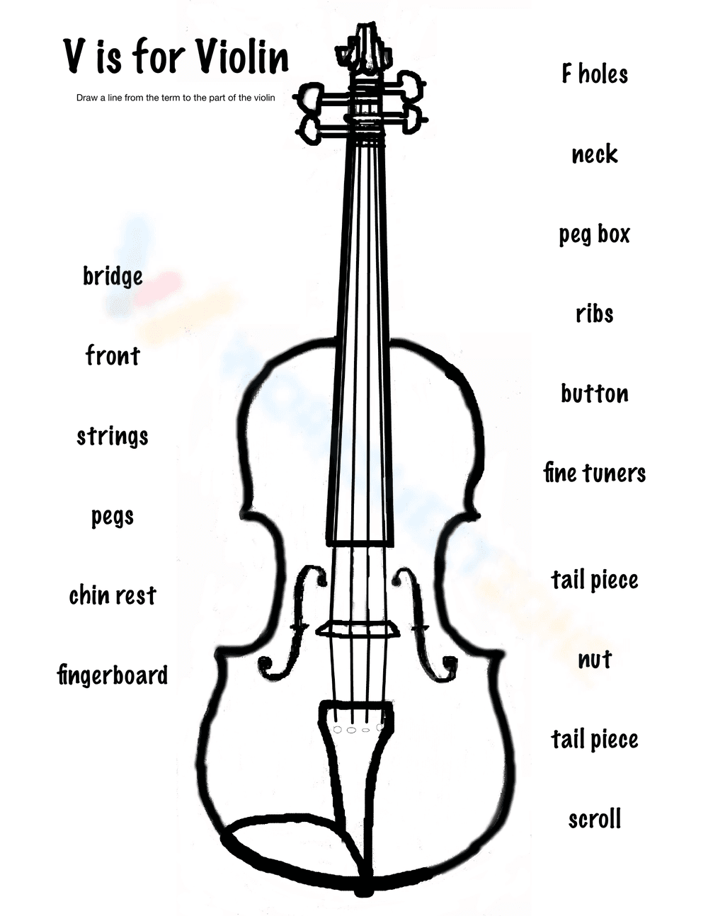Parts of the Violin Matching Game - Page 1