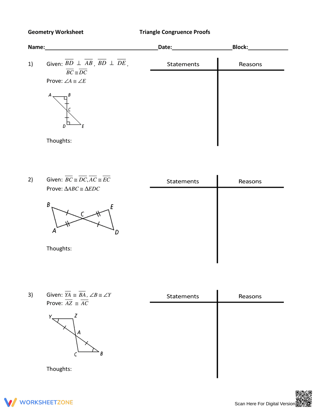 Proofs for Triangle Congruence - Page 1