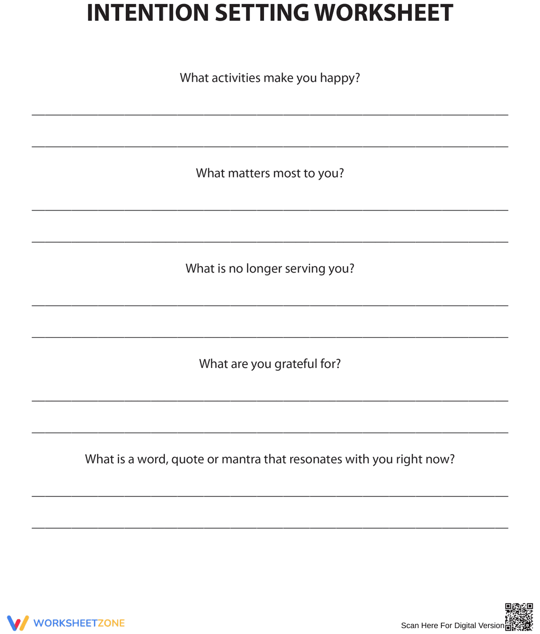 Intention Setting Worksheet - Page 1