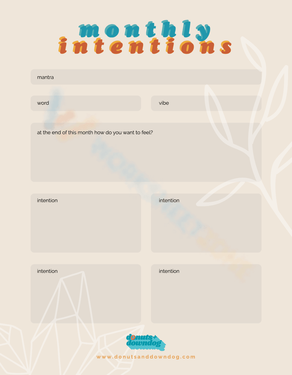 Monthly Intention Setting Worksheet - Page 1