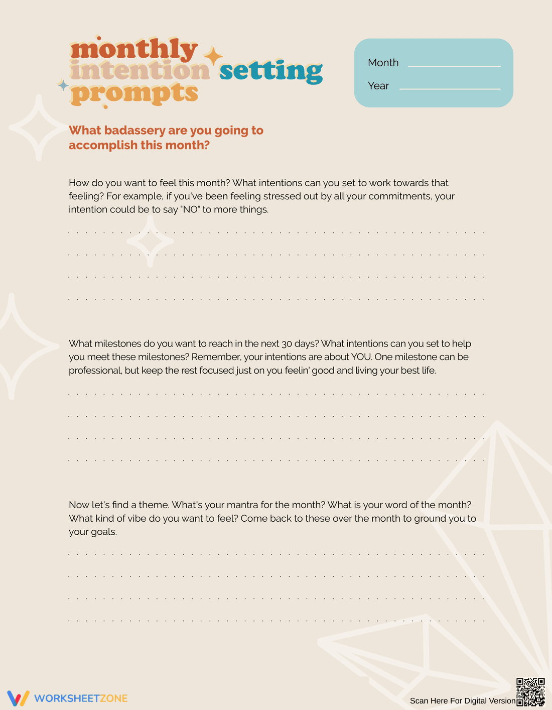 Monthly Intention Setting Prompts - Page 1