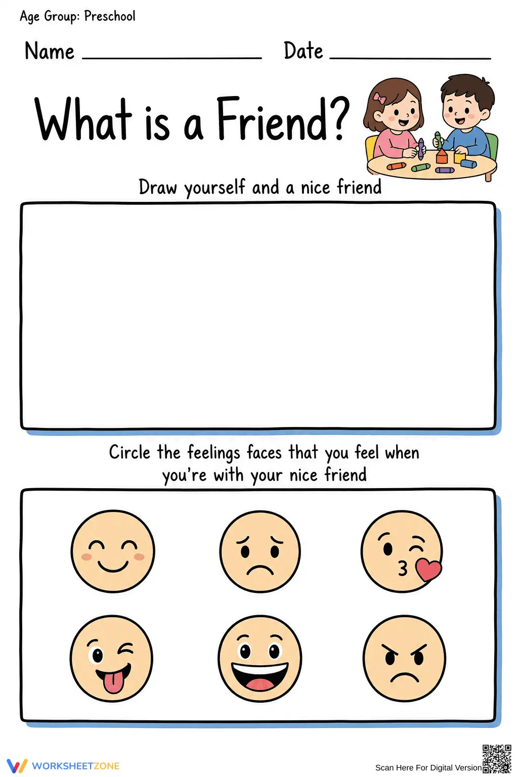 Friendship Worksheet (3 Levels) | Grade K Ready - Page 1