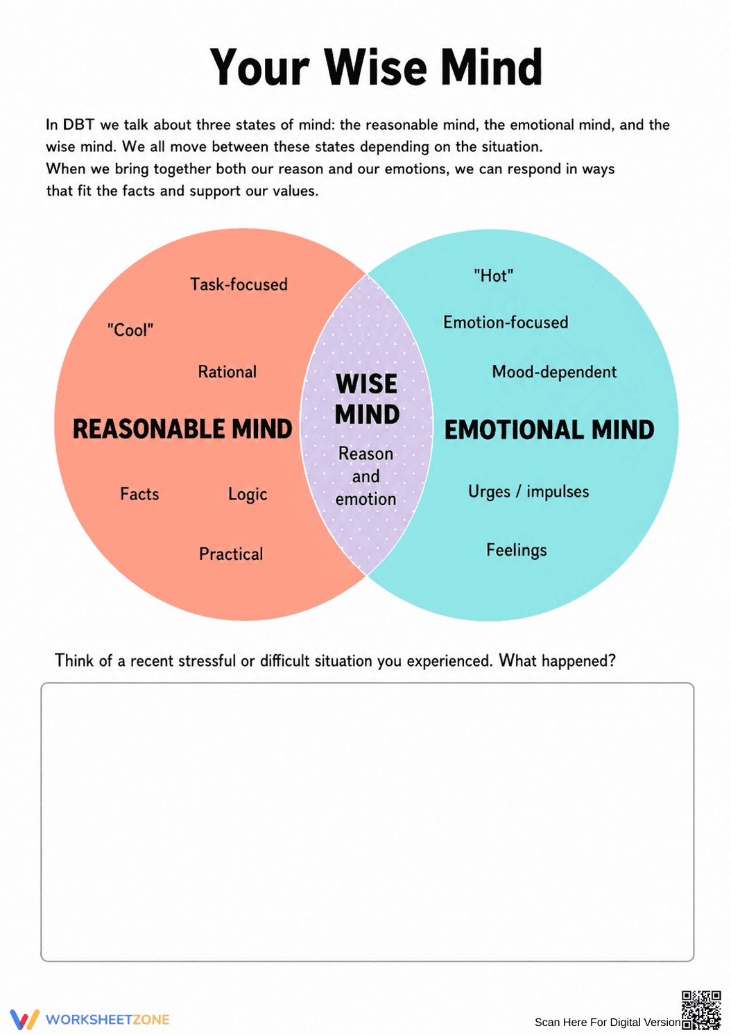 Essential Wise Mind Worksheet | Grade 9-12 Social Skills - Page 1