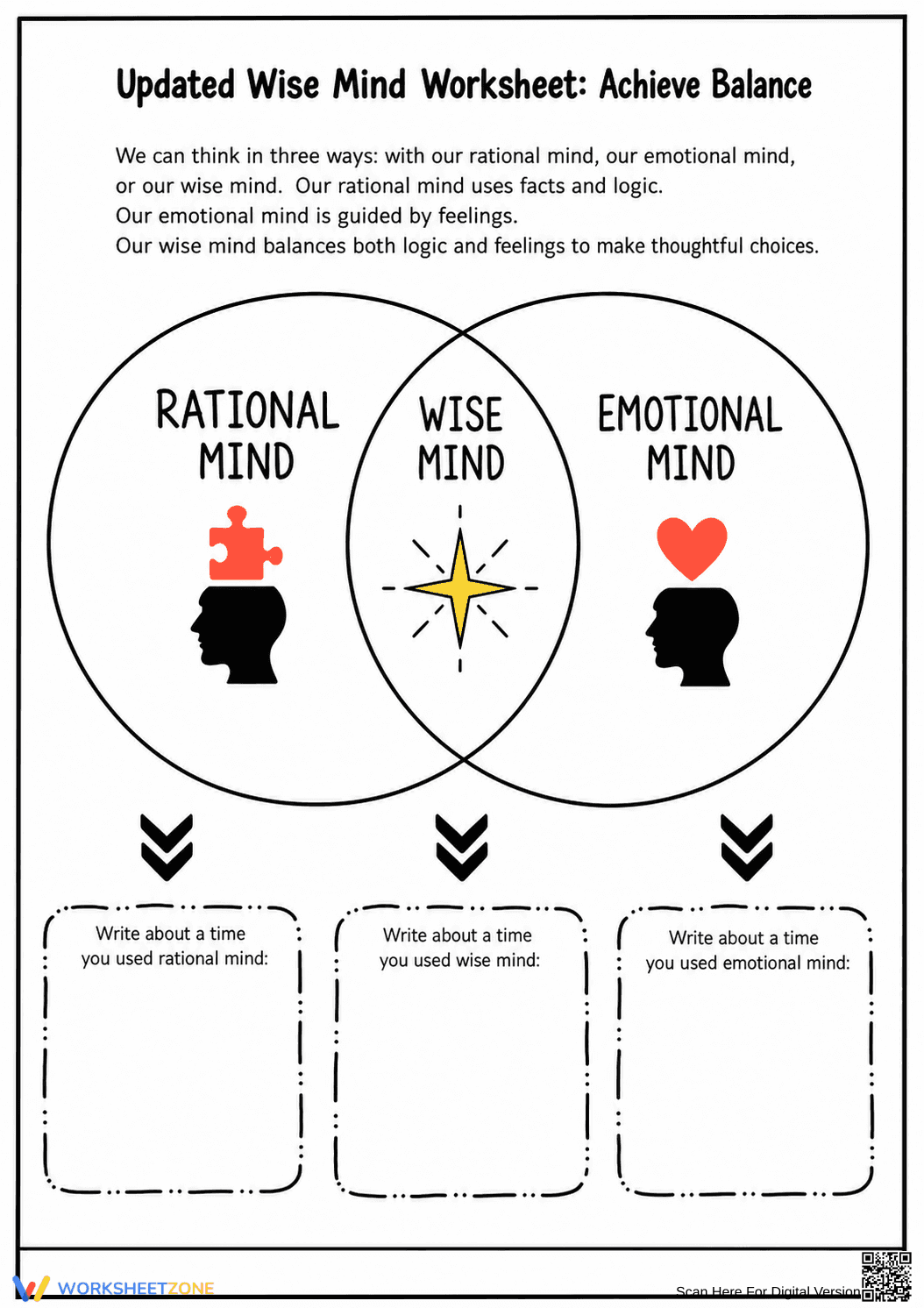 Wise Mind Worksheet (3 Levels) | Grade 5 Ready - Page 1