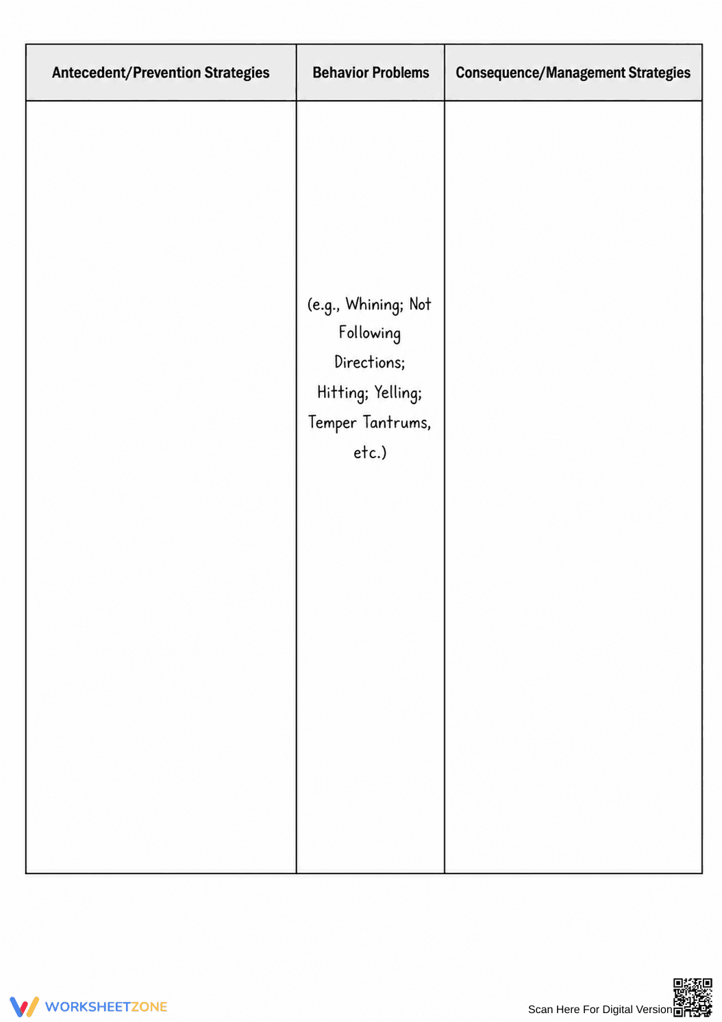 Printable ABC Data Collection Worksheet | K-12 Behavior - Page 1
