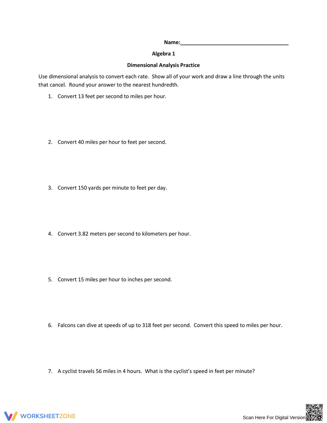 Dimensional Analysis Practice: Unit Conversion Skills - Page 1