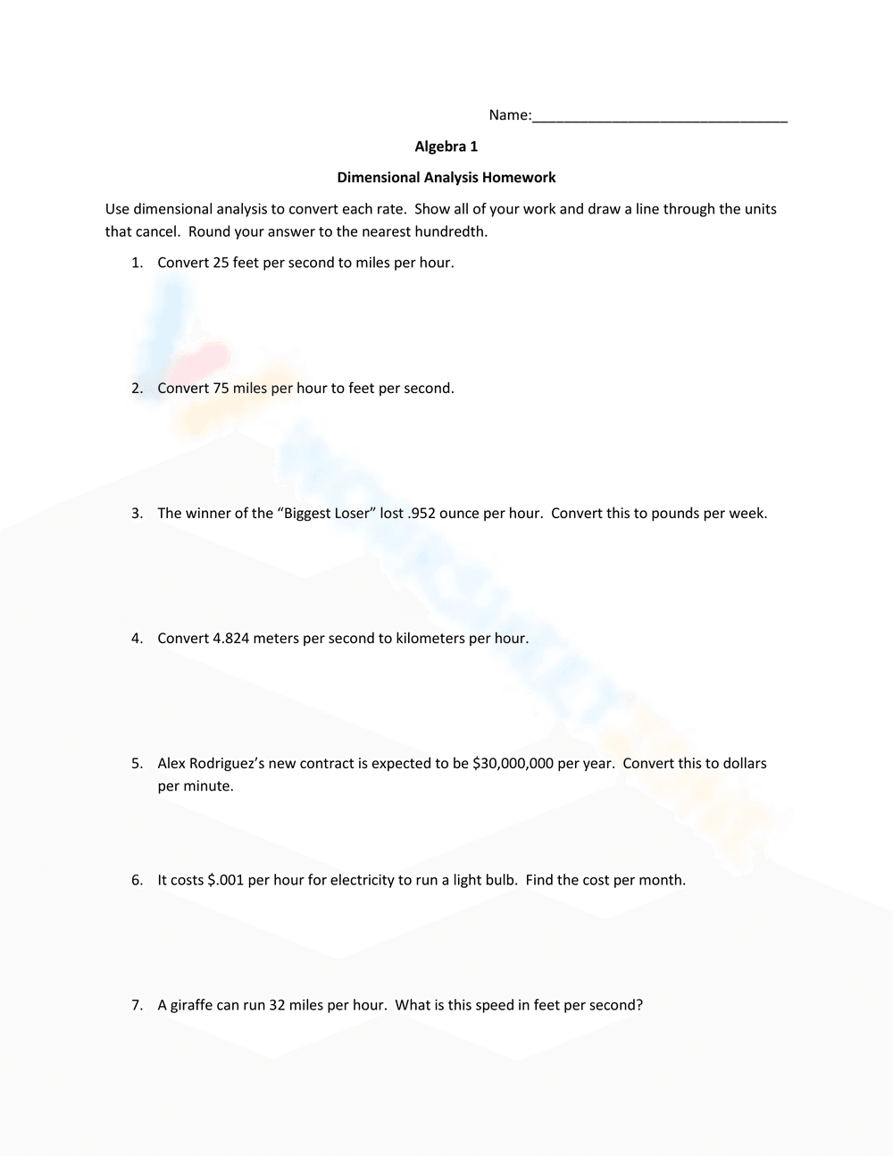 Dimensional Analysis Practice: Unit Conversion Skills - Page 1