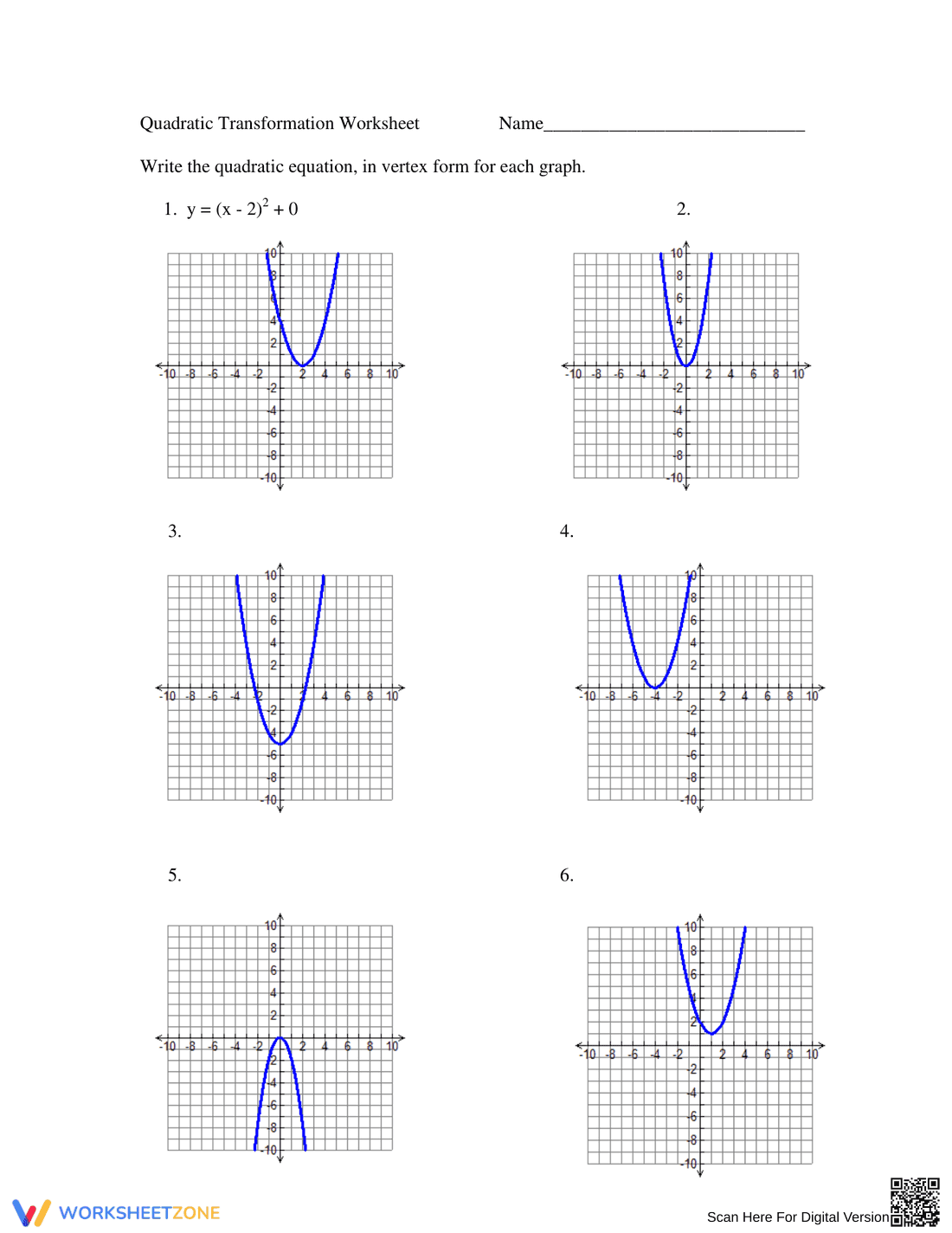 Master Quadratic Transformation with Practice - Page 1