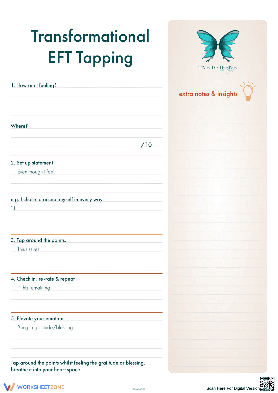Transformational EFT Tapping | Essential SEL Worksheet - Page 1