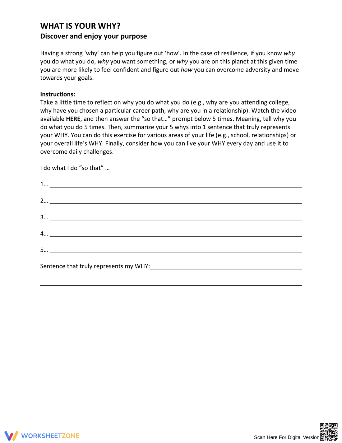 What's Your Why Worksheet - Page 1