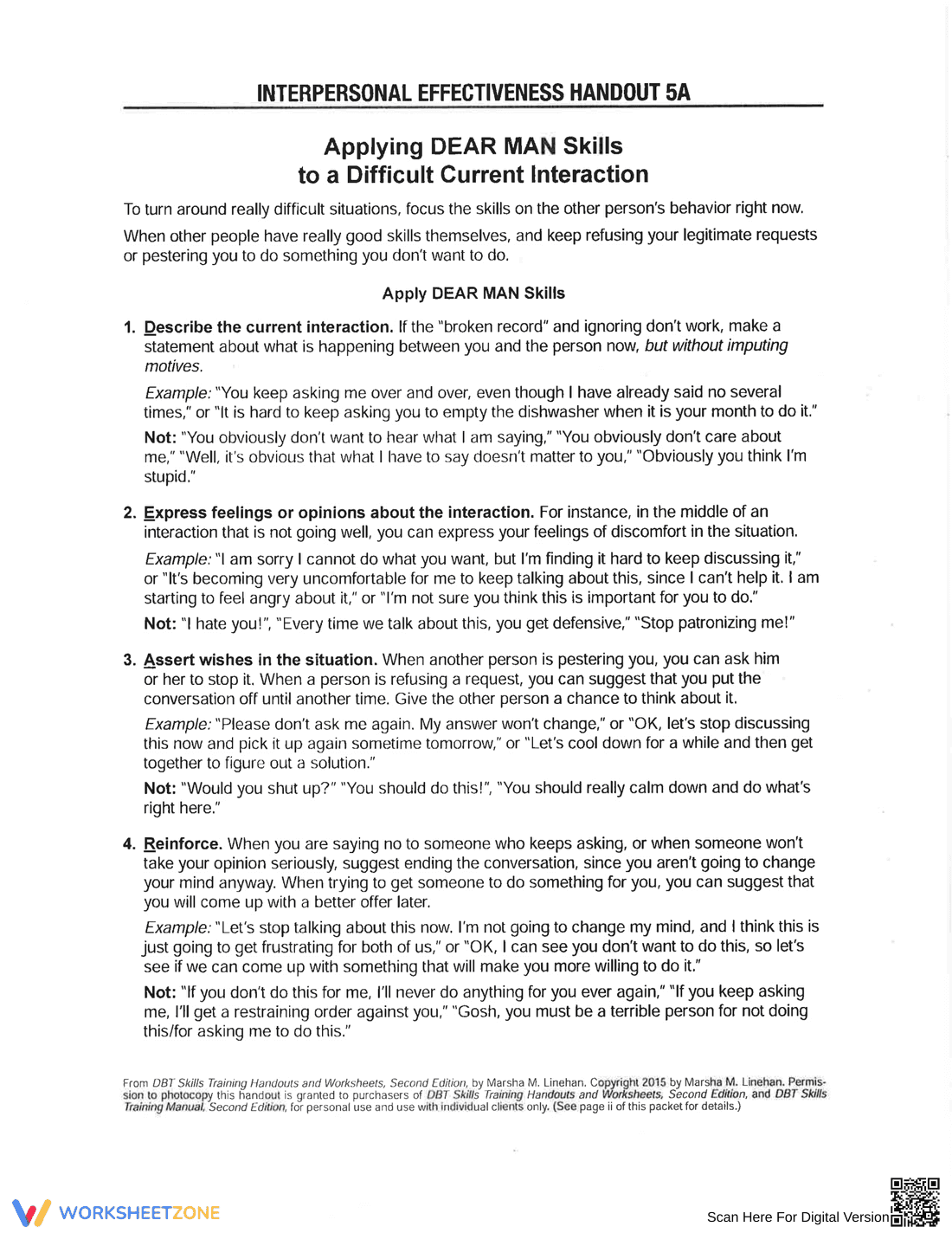 DEAR MAN Communication Worksheet | Essential DBT Guide - Page 1
