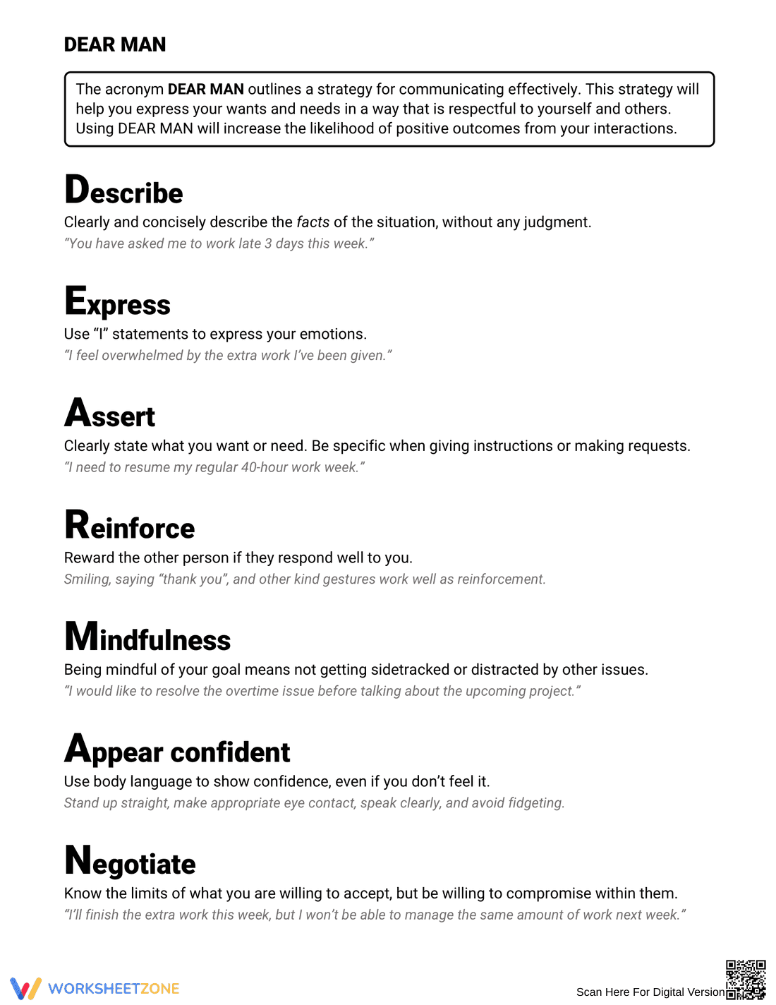 DEAR MAN Communication Guide | Essential Grade 9 ELA - Page 1