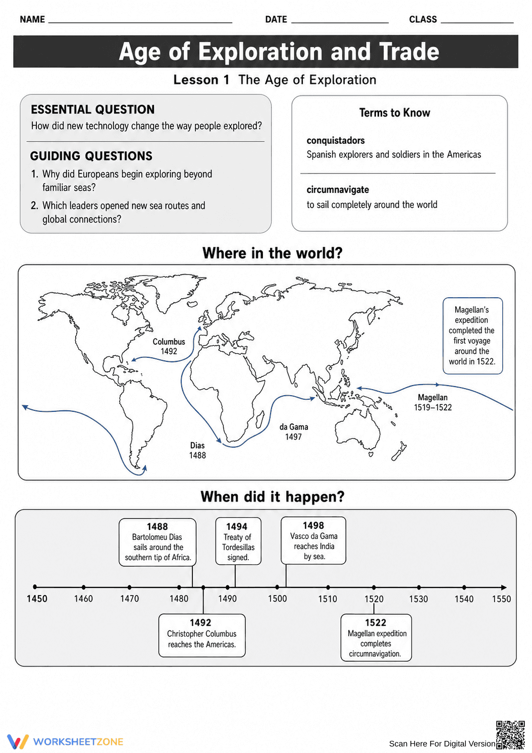 Age of Exploration Worksheet | Grade 7 Essential Guide - Page 1