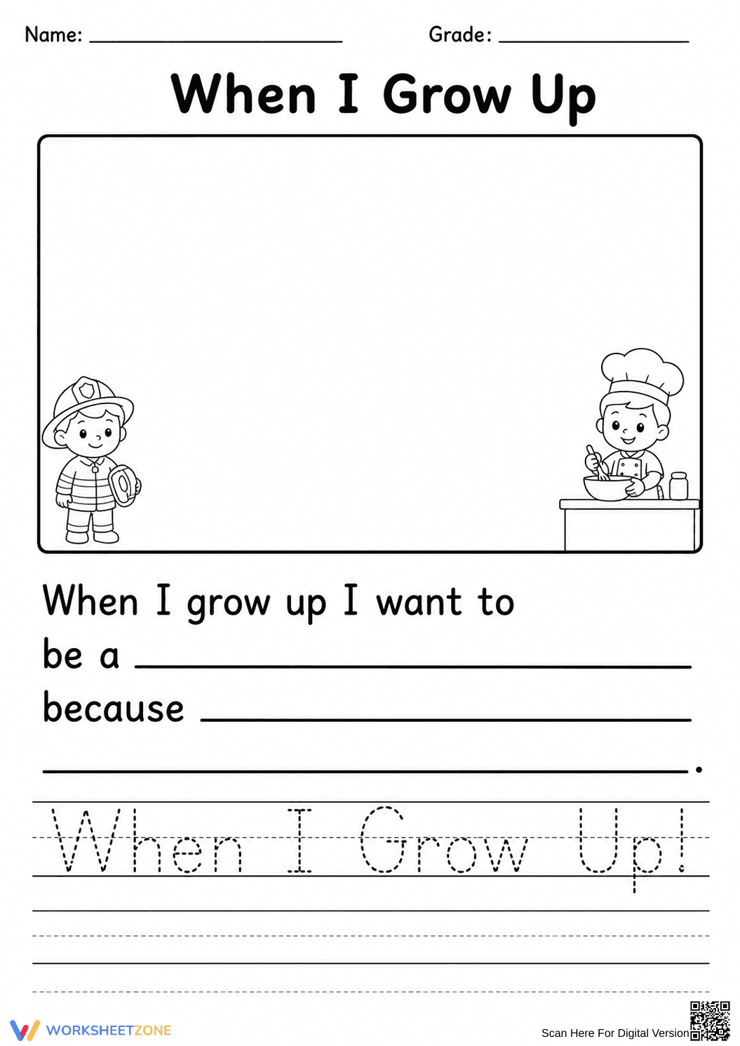 Grade K Career Exploration — Printable No-Prep Worksheet - Page 1